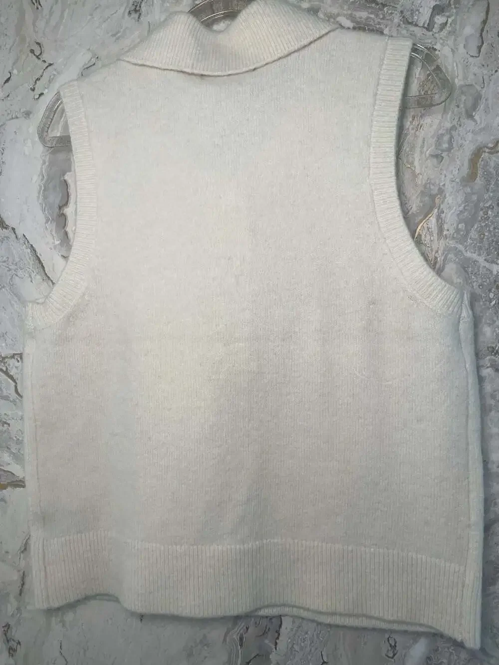 Marled Reunited Clothing Cream Collared Knit Sweater Vest
